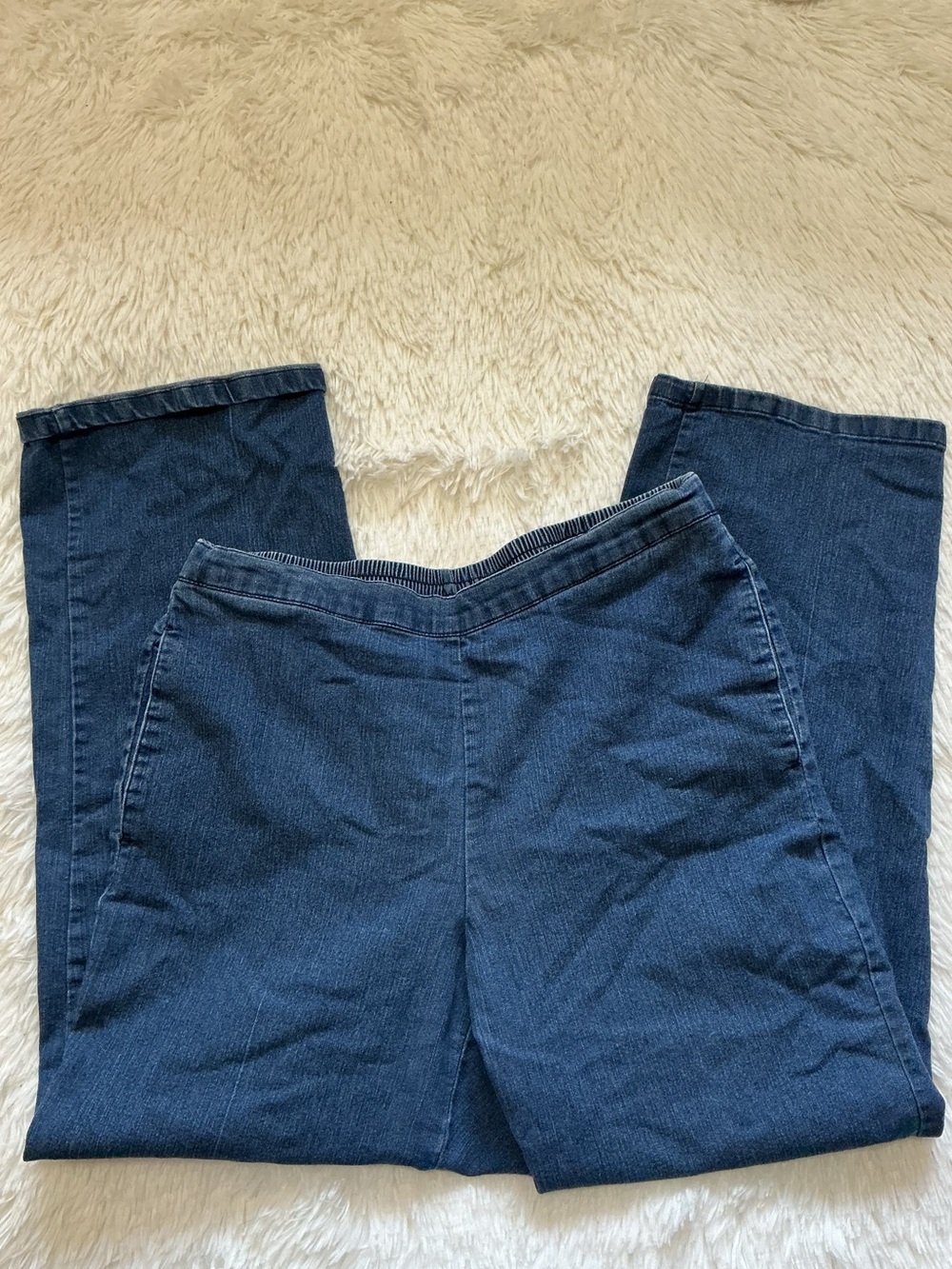Alfred Dunner Dark Blue Straight Leg Denim Pants